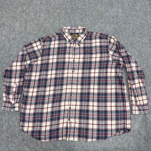 Foundry Shirt Mens 4XLT Tall Blue Beige Plaid Button Down Preppy Classic Casual